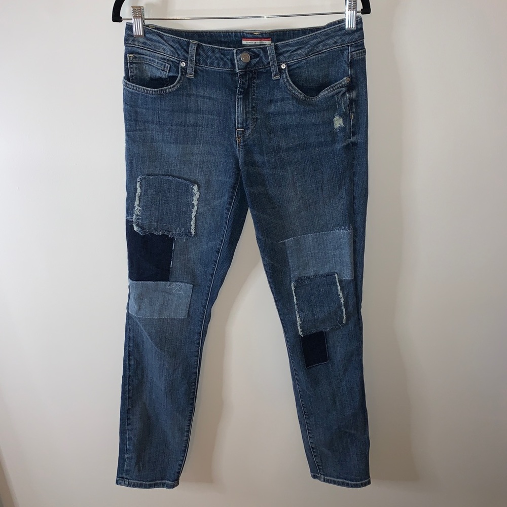 Denim patch work jeans